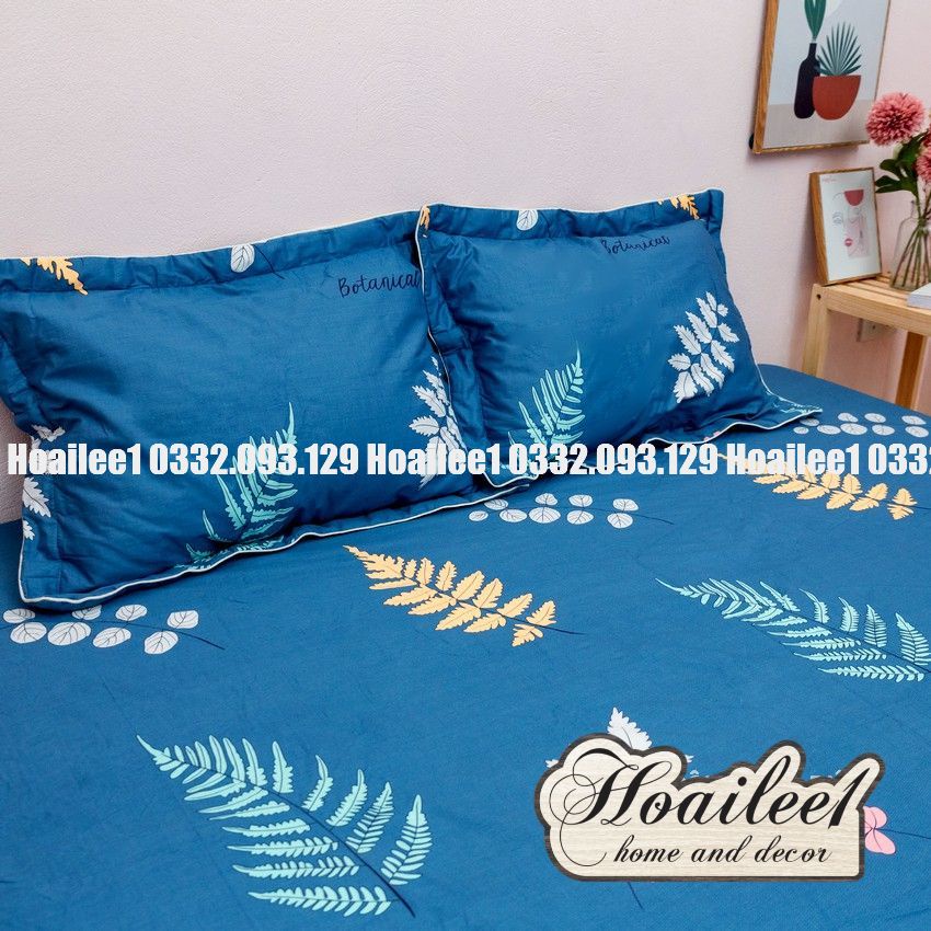 Ga giường cotton 100%, Bộ ga gối cotton dày mát chun đủ size nệm 1m6 1m8 2m2
