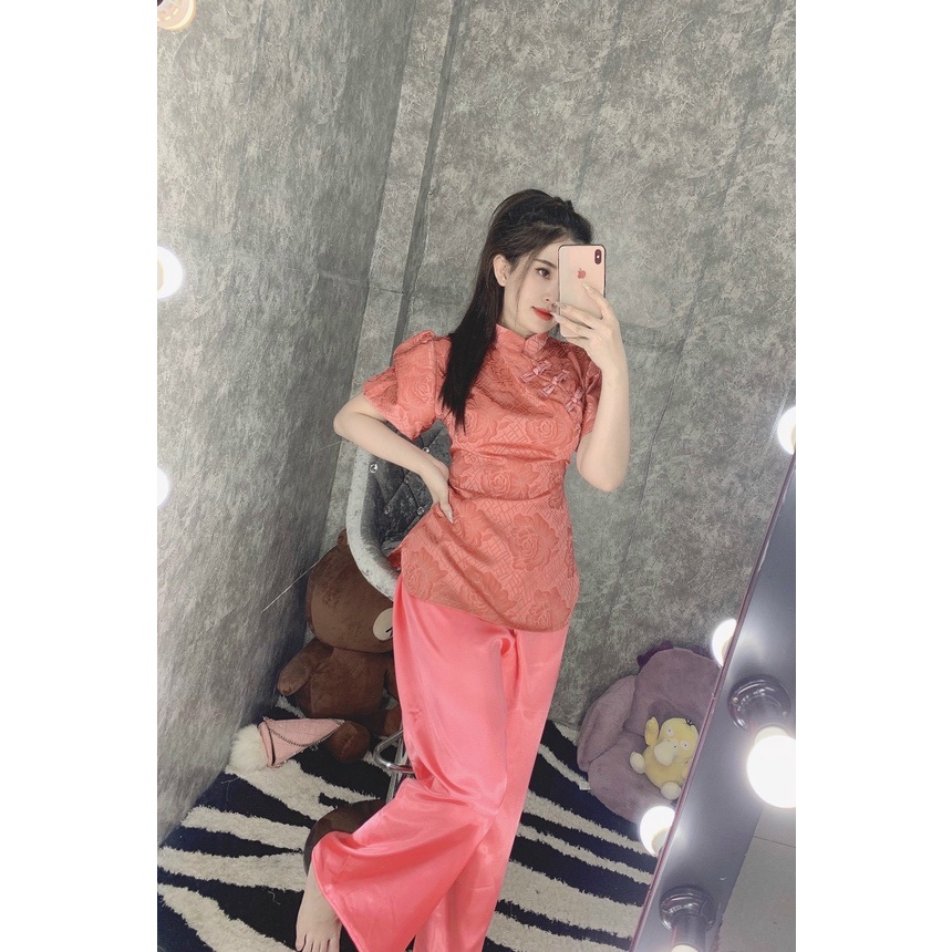 ĐỒ LAM ĐI CHÙA, MẪU GẤM TAY PHỒNG, VÀI GẤM THƯỢNG HẢI, MỊN, MÁT, KHÔNG NHÂN, ĐỒ BỘ NỮ