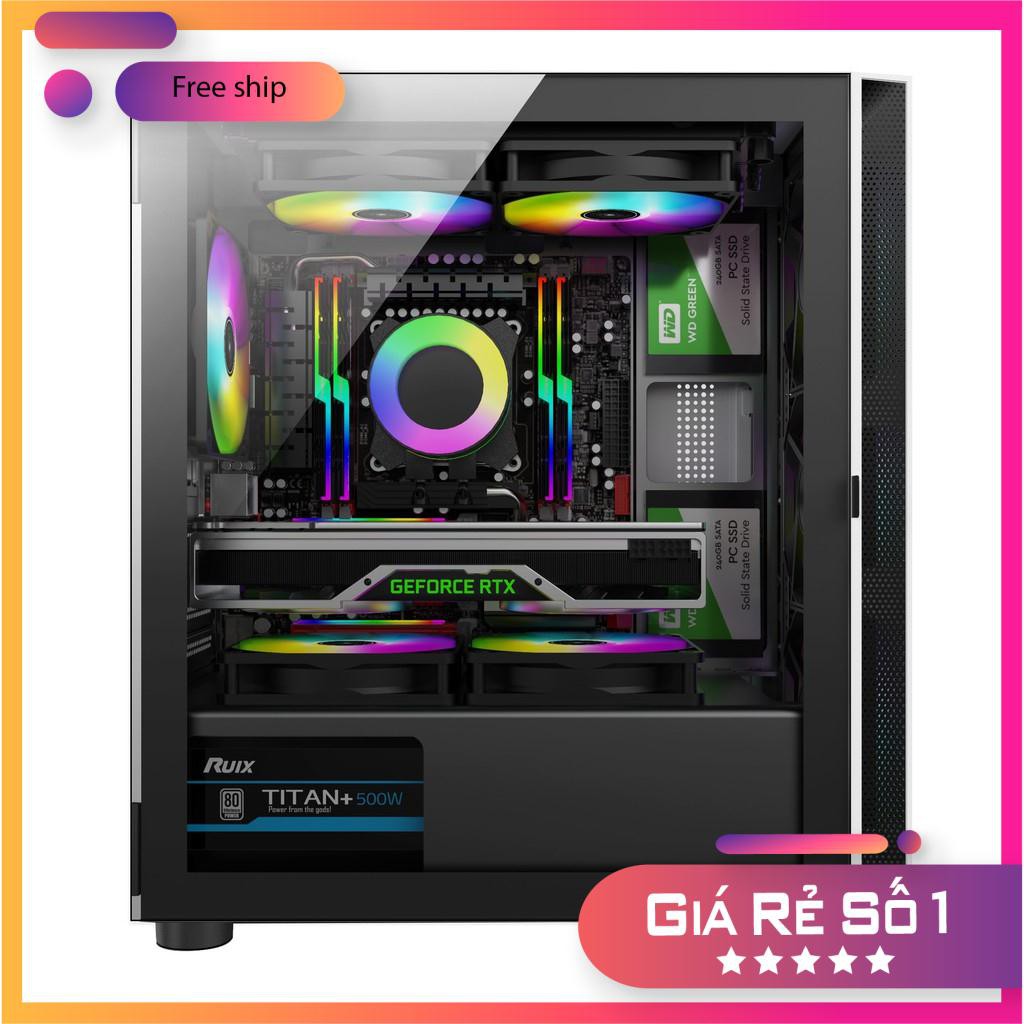 CASE AAP D1 Black/White GAMING Mặt trước dãy Led RGB