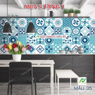 Mua 3 tặng 1 set decal gạch bông 60x120cm tông xanh dương
