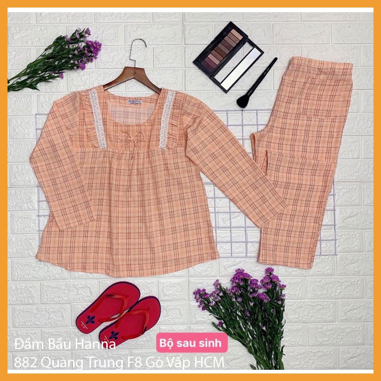 ĐỒ BỘ BẦU MẶC SAU SINH, CÓ KHÓA CHO BÉ TY, TAY DÀI QUẦN DÀI, VẢI LUẠ 1 LỚP MÁT MẶC HÈ THOẢI MÁI KHÔNG NHĂN