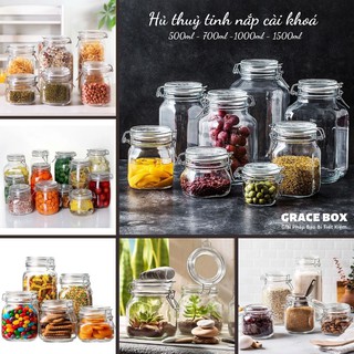 {Giá Sỉ} Hũ Lọ Thuỷ Tinh Nắp Cài Khoá -  Đựng Gia Vị, Thực Phẩm - Hàng Cao Cấp - Công Ty Bao Bì Grace Box
