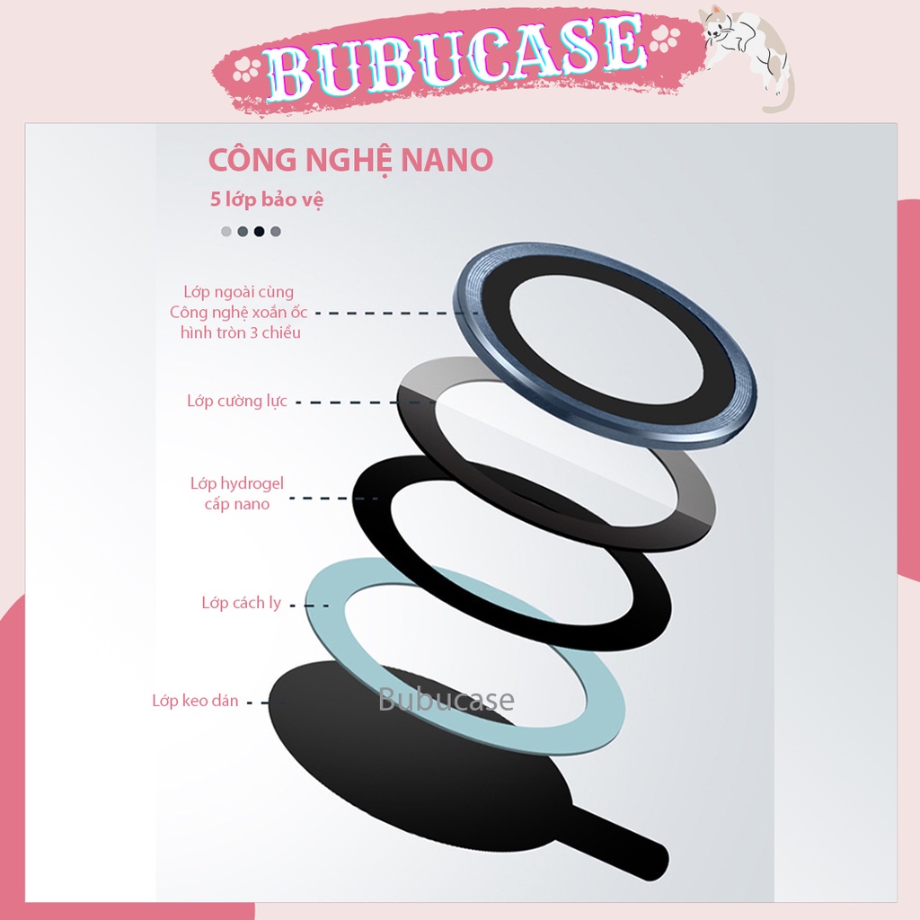 Trọn Bộ Vòng Bảo Vệ Camera iPhone 13 Series và 14 Series Khung Kim Loại Công Nghệ Nano 5 lớp, Chống Bụi, Chống Trầy Xước