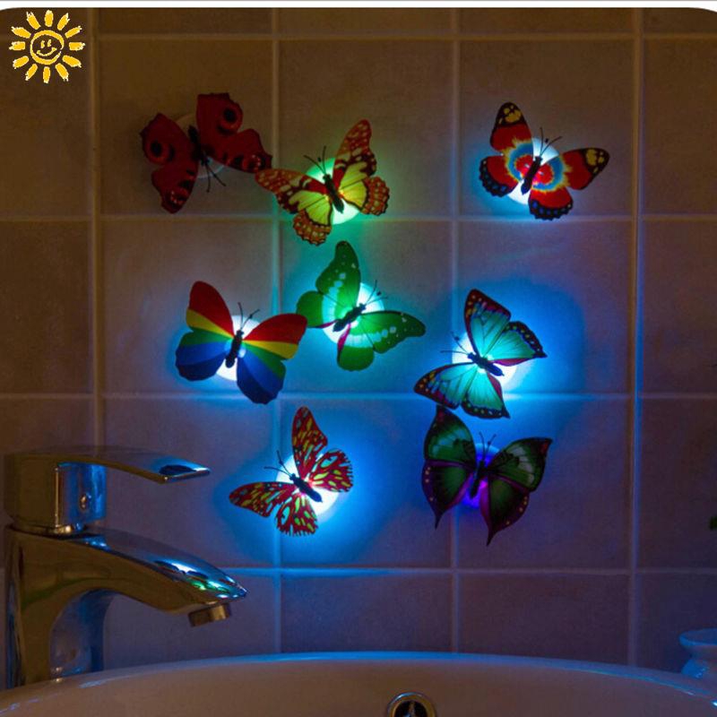 Color Butterfly Led Night Light Plastic Bedroom Wall Creative Decoration Room Layout Multiple Offers