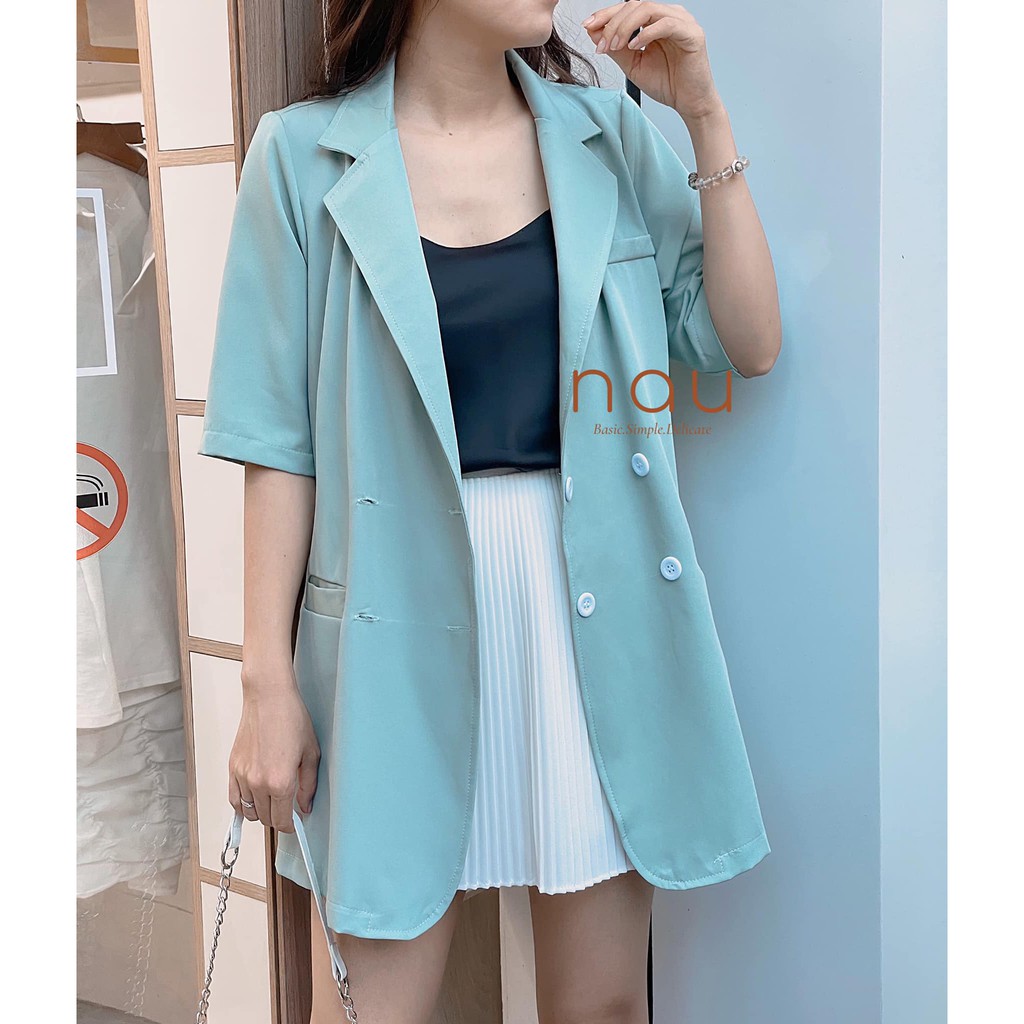 Áo blazer xanh mint tay ngắn siêu hot hit