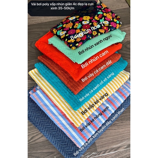 Vải Bơi- Vải May đồ bơi , Bikini -Vải Kẻ Xốp nhún- May Đồ bơi kiểu Tạo nhún xòe rất xinh