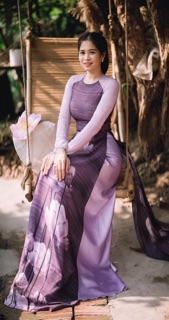 Vải áo dài in hoa sen