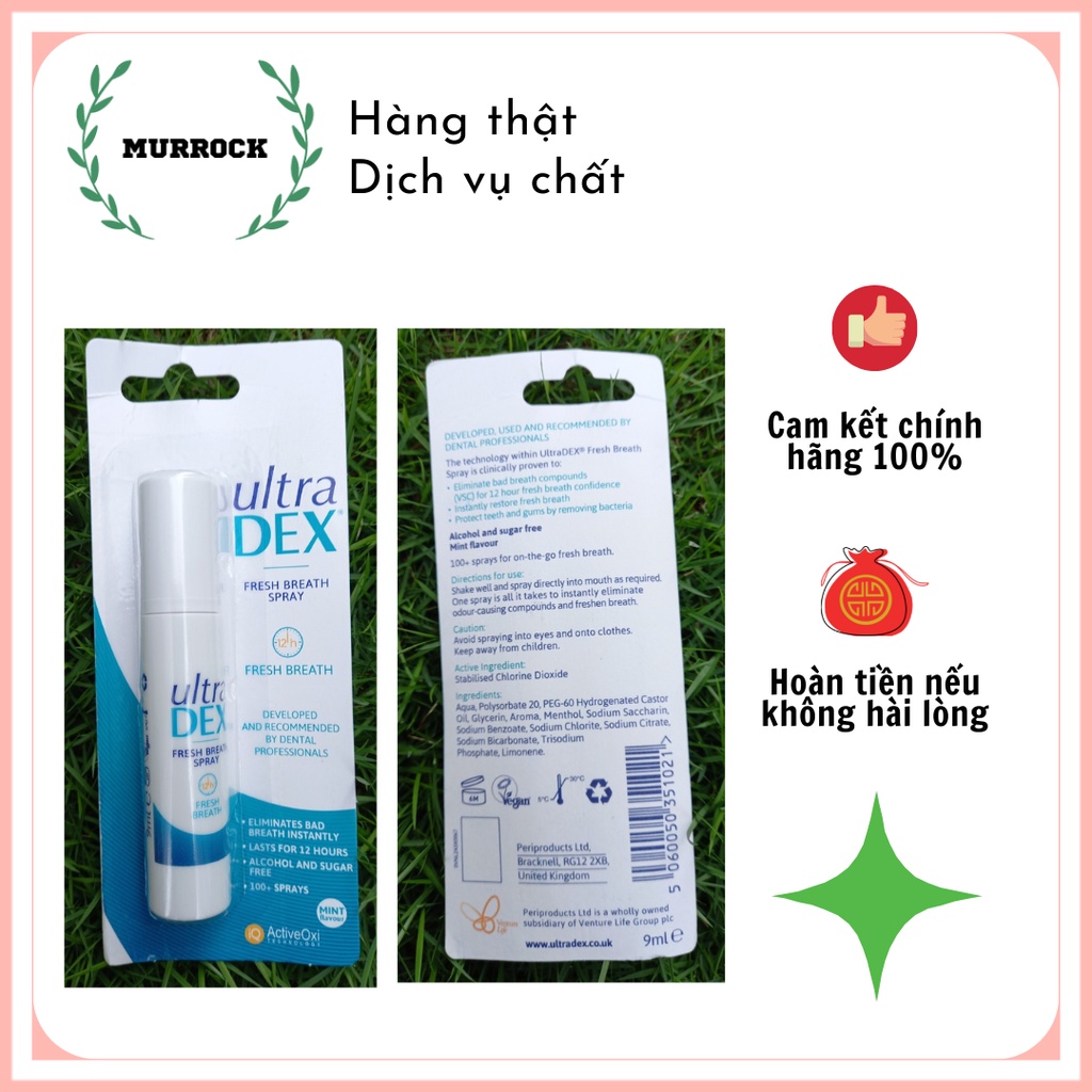 Xịt thơm miệng Ultra Dex  Fresh Breath UK Anh Quốc 9ml