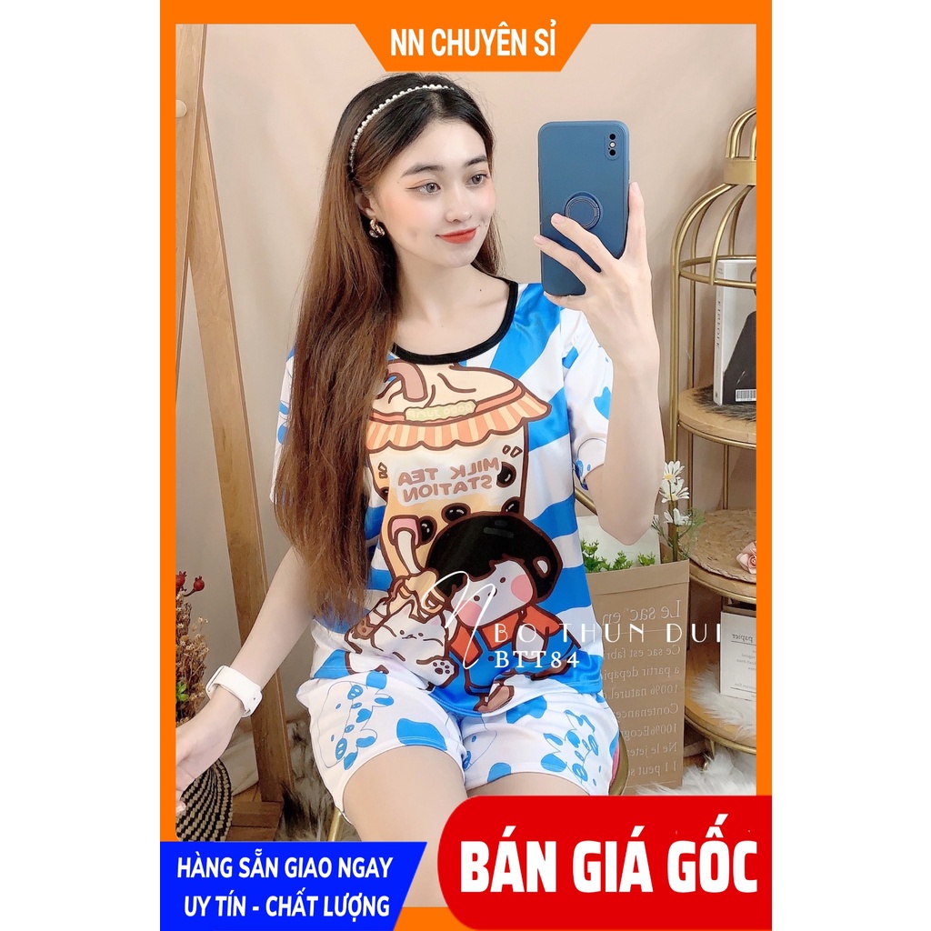 Đồ bộ bò sữa nữ Đồ bộ mặc nhà Thun đùi mềm mịn mát co giãn tốt in bò sữa in hoạt hình nhiều màu dễ thương BTT