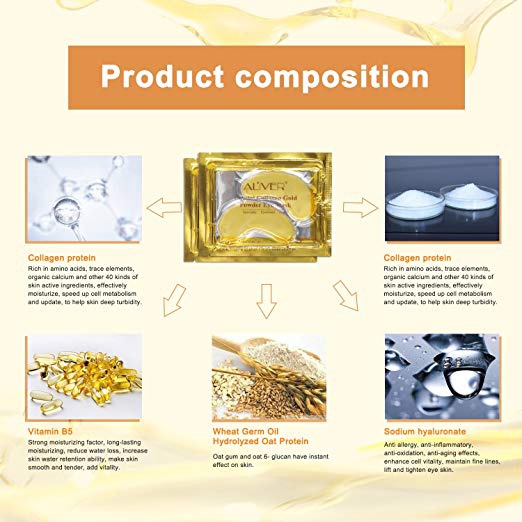 1 Pair Crystal Gold Collagen Gel Anti-Wrinkle Dark Circle Under Eye Patches Mask Pad