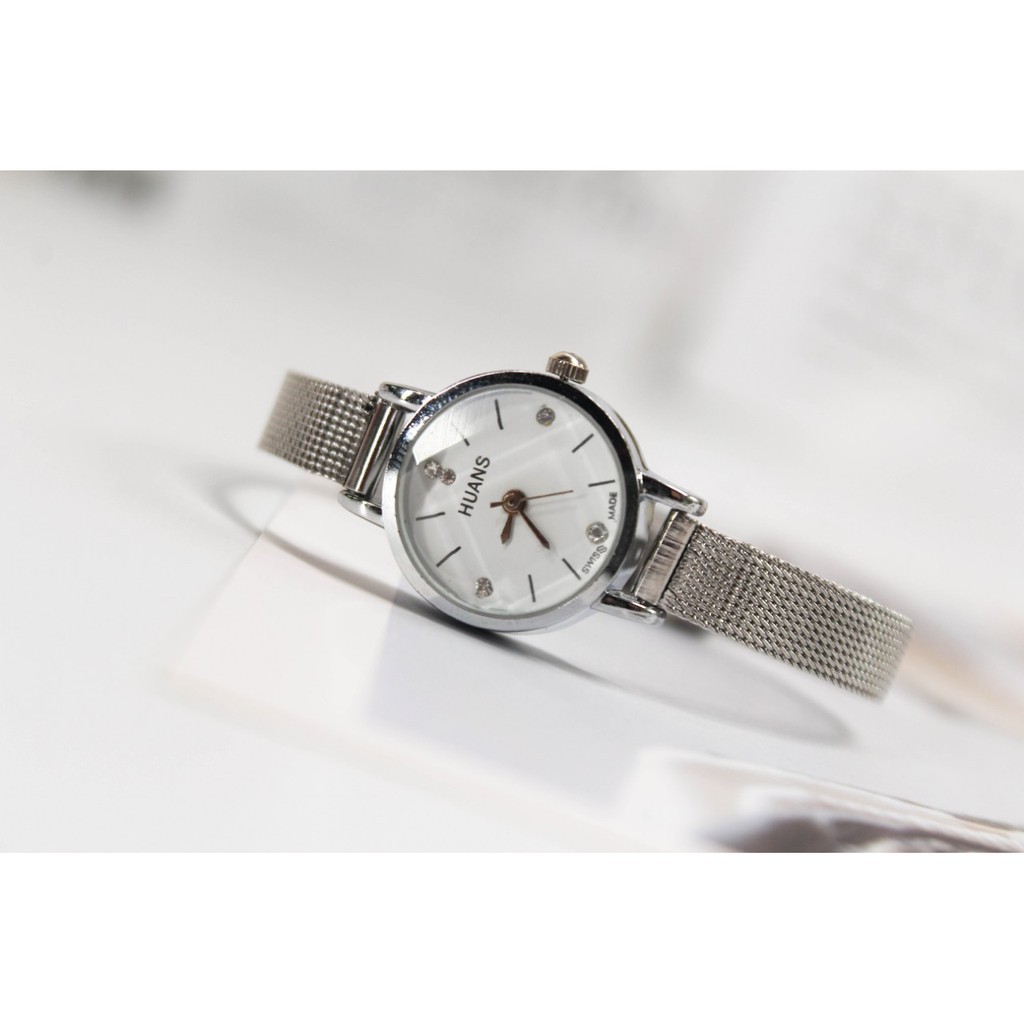 Đồng hồ nữ Huan s2 dây thép cao cấp mặt tròn 3D Bán lẻ giá sỉ