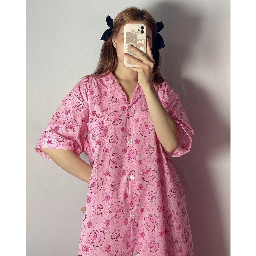 Đầm Ngủ Thái Cổ Bèo Form Rộng Hoạ Tiết Chú Vịt Nhiều Màu | BigBuy360 - bigbuy360.vn