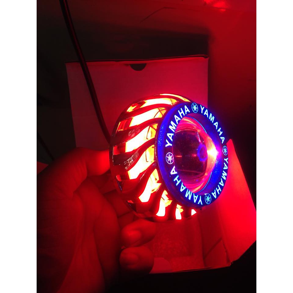 Đèn Pha Led Projector Lens H-09 Gương Cầu Lốc Xoáy Logo Yamaha