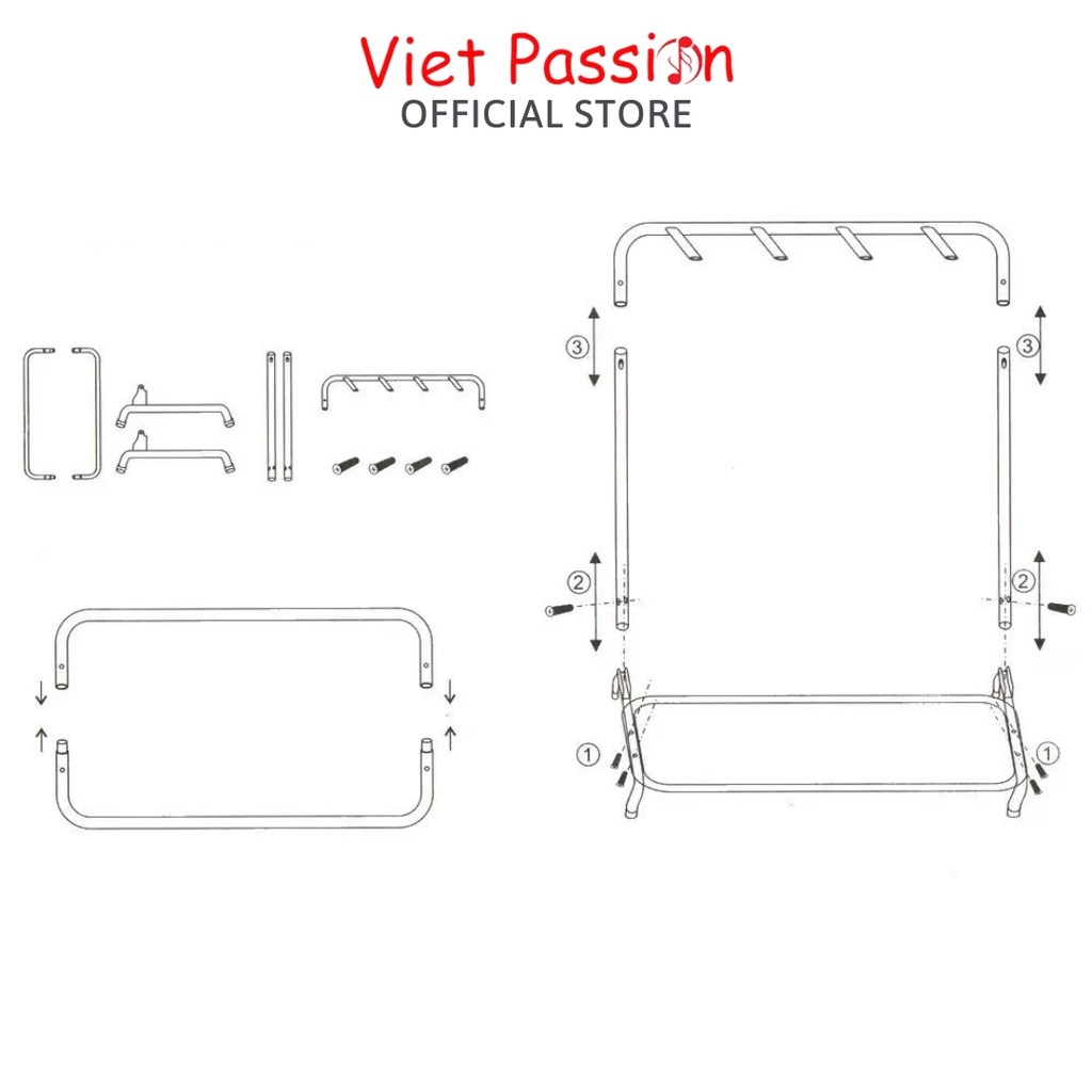 Giá để đàn guitar chân dựng đàn nhiều cây loại 3 và 5 cây đàn ghita thùng bass electric Viet Passion