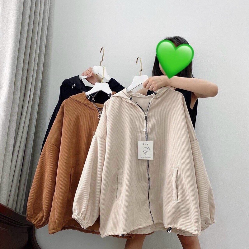 Áo khoác nhung tay phồng dáng rộng siêu đẹp Hình thật treo sào