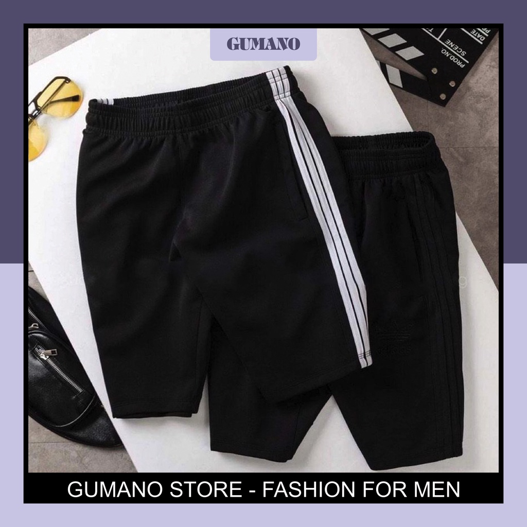 Quần Short Nam GUMANO Quần Đùi Nam 3 Sọc Vải Umi Mềm Mịn Thể Thao