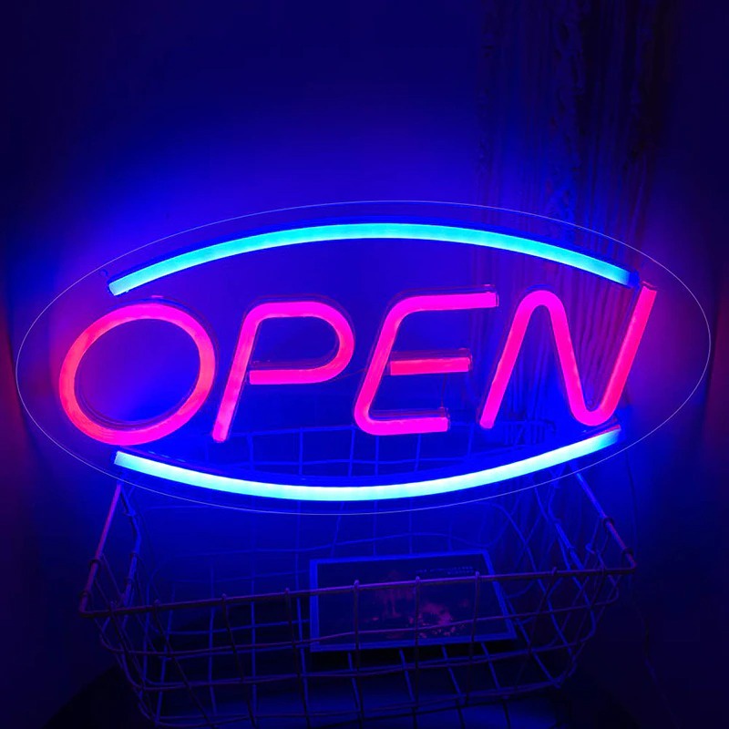 Đèn Led Neon Treo Tường hình chữ Open để chào khách ánh sáng led neon được ưa chuộng Trang trí nhà cửa