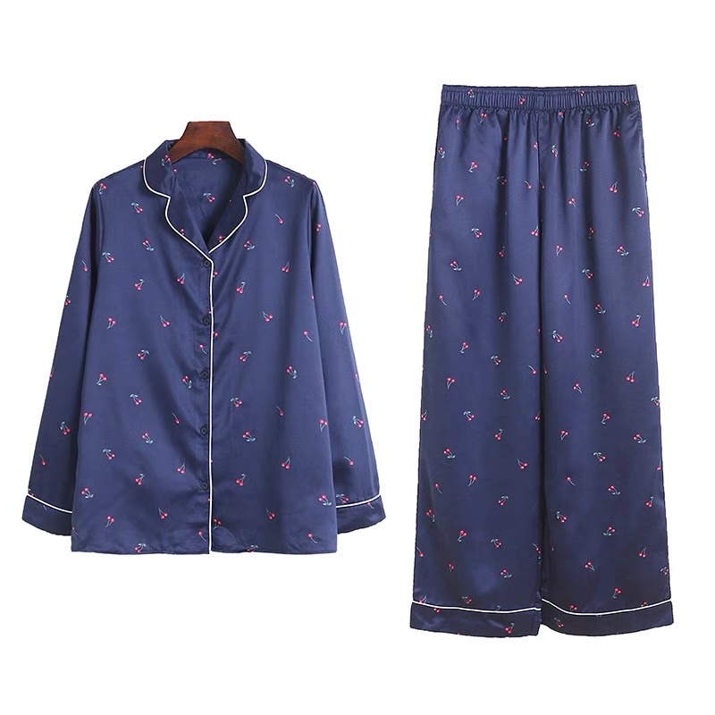 Bộ ngủ G.U mặc nhà satin xuất Nhật hoạ tiết cộc tay / dài tay