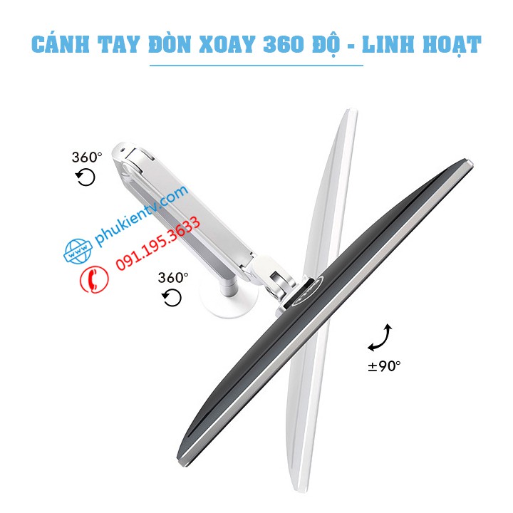 Giá Treo Đỡ Kẹp Laptop - Macbook - Ipad 12 - 17 Inch / Màn Hình Máy Tính 17 - 32 Inch / Hợp Kim Nhôm - Model: OZ 1S
