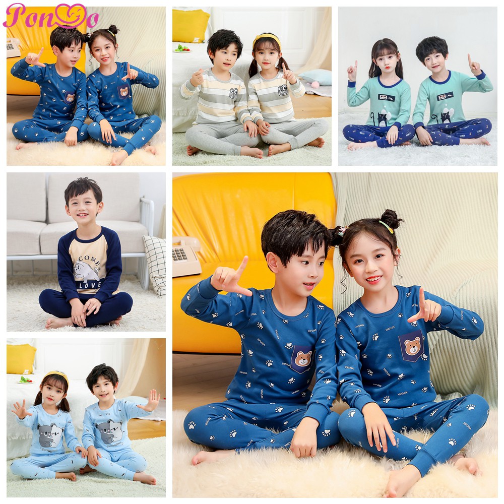 Bộ Đồ Ngủ Dài Tay In Hình Khủng Long Cho Bé Từ 2-15 Tuổi