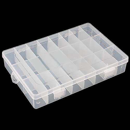 Hộp đựng trang sức / khuyên tai / nhẫn trong suốt gồm 24 ngăn có thể điều chỉnh