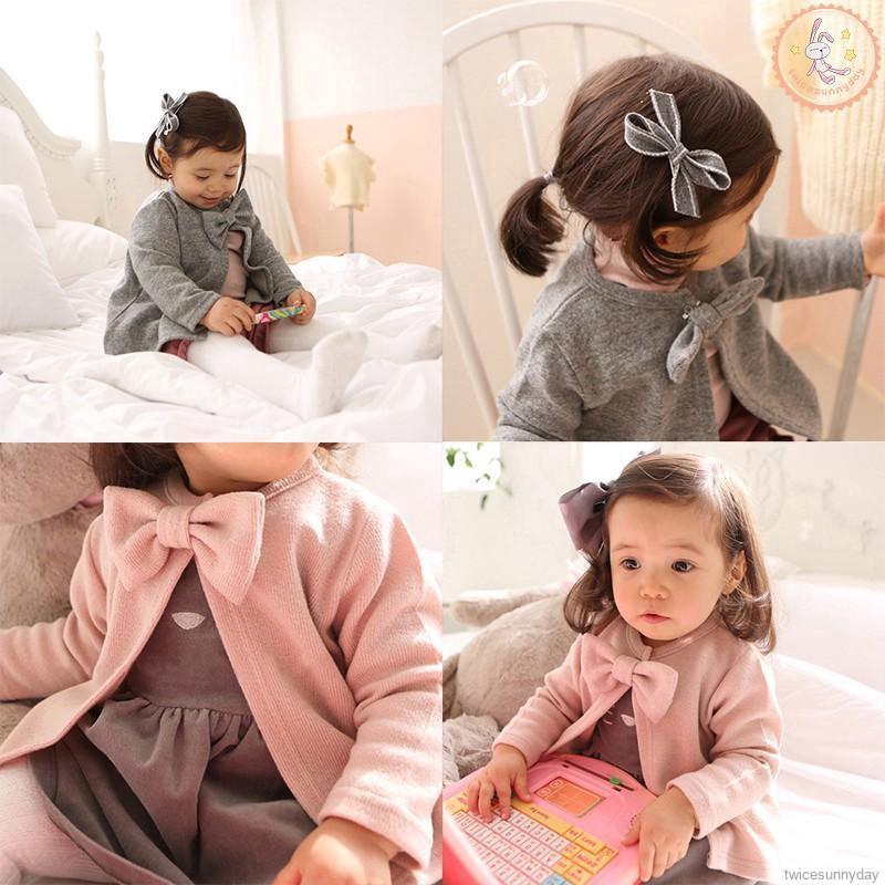 Áo khoác len cardigan cổ tròn cho bé gái