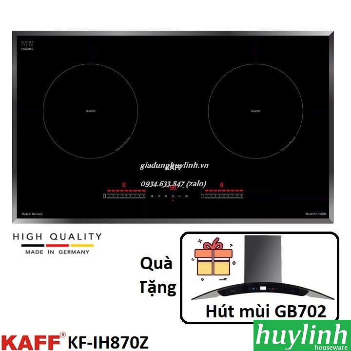 Freeship Bếp từ đôi Kaff KF-IH870Z - Made in Germany - Tặng hút mùi Kaff GB702