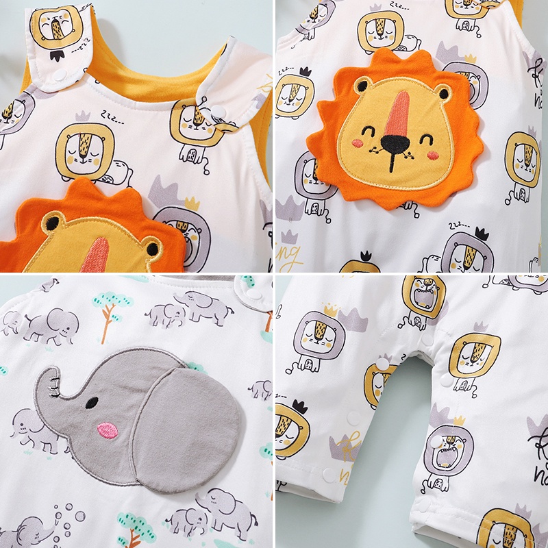 Bộ Áo Liền Quần Hình Động Vật Dễ Thương Cho Bé