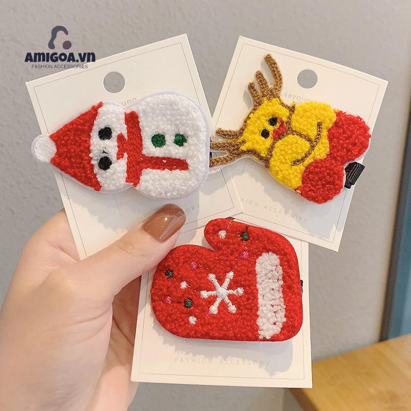 ✨✨Kẹp tóc BB bằng len dệt kim hình hươu giáng sinh dễ thương