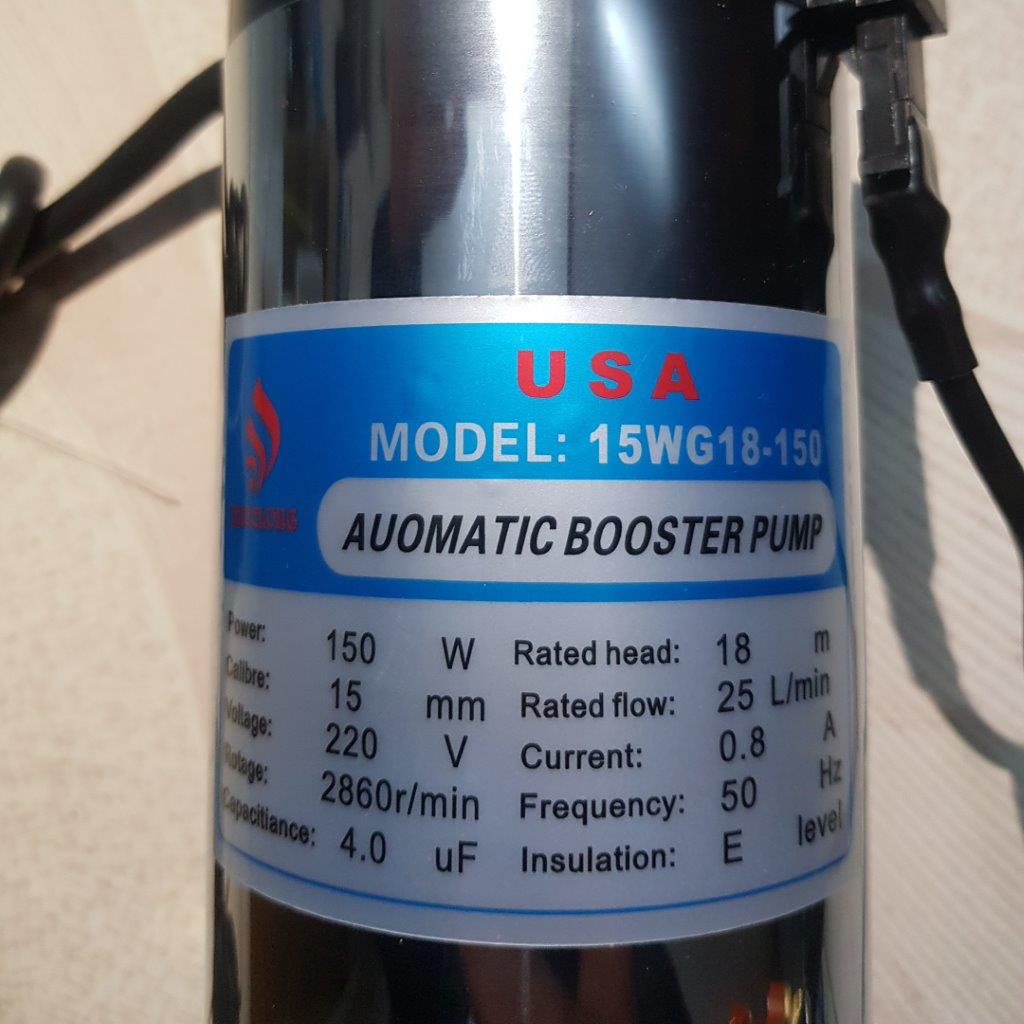 Bơm Tăng áp có rơ le tự ngắt công suất 150w