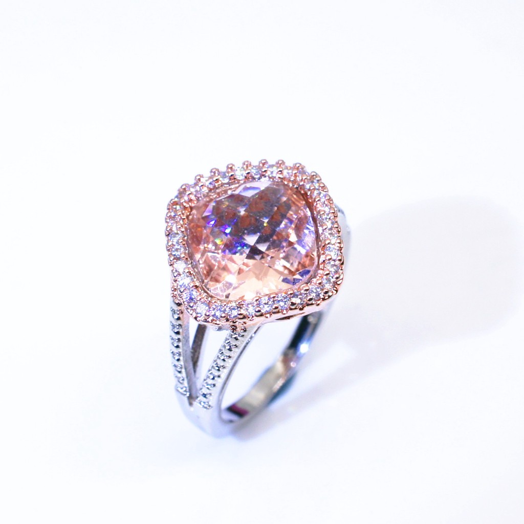 Nhẫn mạ vàng hồng 14k đính đá thời trang dành cho nữ