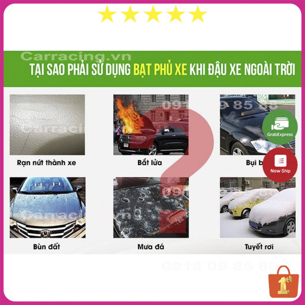 Bạt Phủ Xe Ô Tô CARRACING  VA03 Bạt Phủ Ô Tô Chống Nắng 3 Lớp Cao Cấp 🌦️Nắng mưa bụi bẩn🌦️ 4 , 5 chỗ , 7 chỗ , bán tải