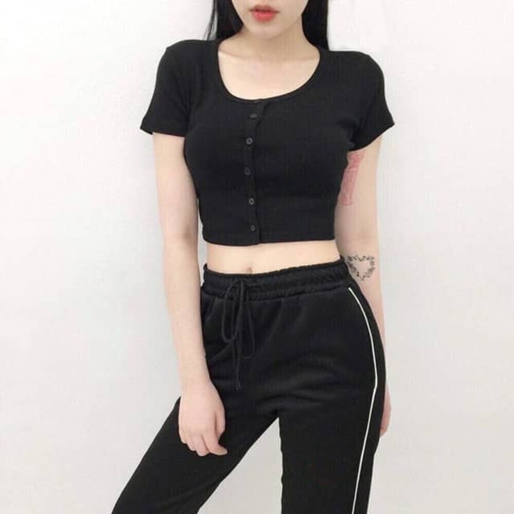Áo croptop ❄ FREESHIP ❄ Áo thun nữ cúc thật thời trang XIXO cao cấp mã ATN0002