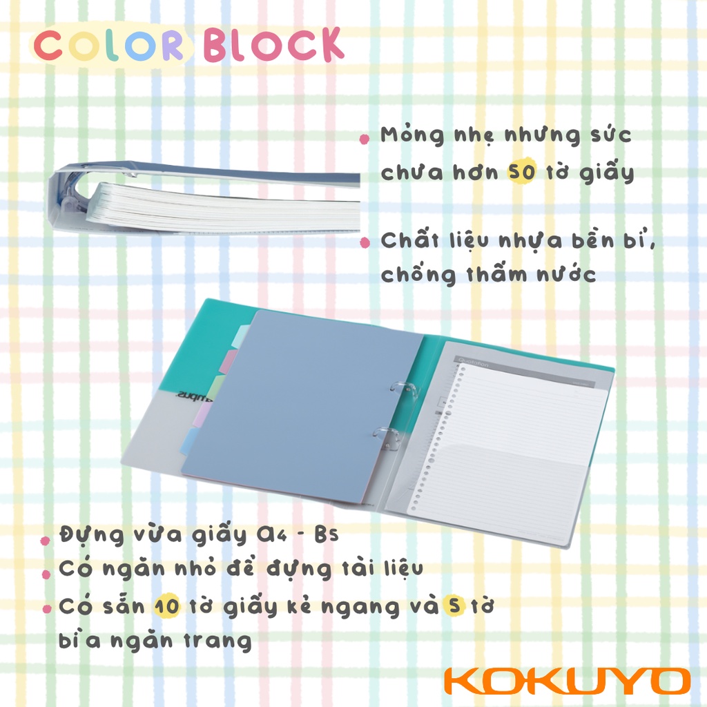 Sổ Binder Còng Nhựa Color Block Loại 2 Lỗ Campus