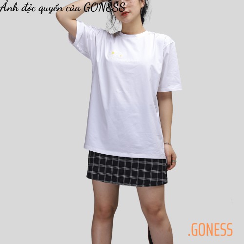 Áo thun nữ cổ tròn Goness trơn basic cotton phông form rộng oversize dáng xuông