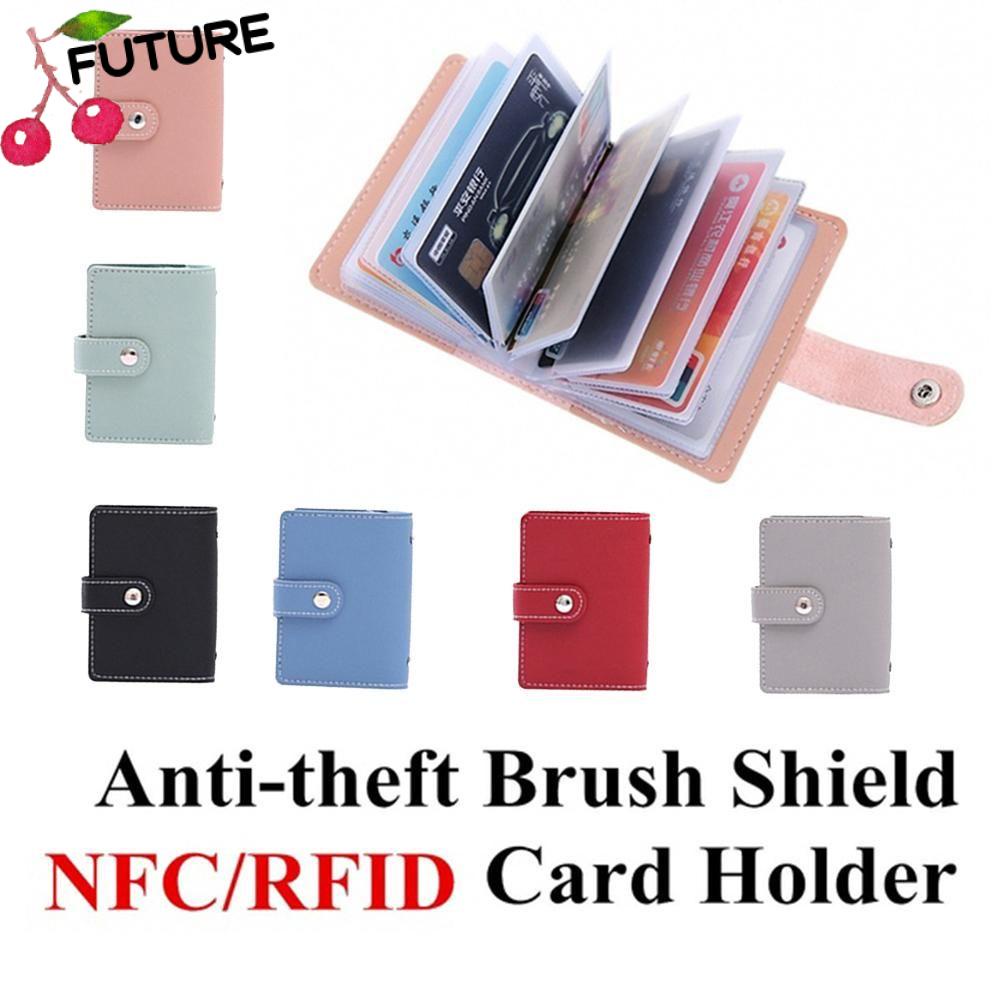 Ví Da PU 26 Ngăn Đựng Thẻ Đa Năng RFID Màu Kẹo Cho Nam Và Nữ