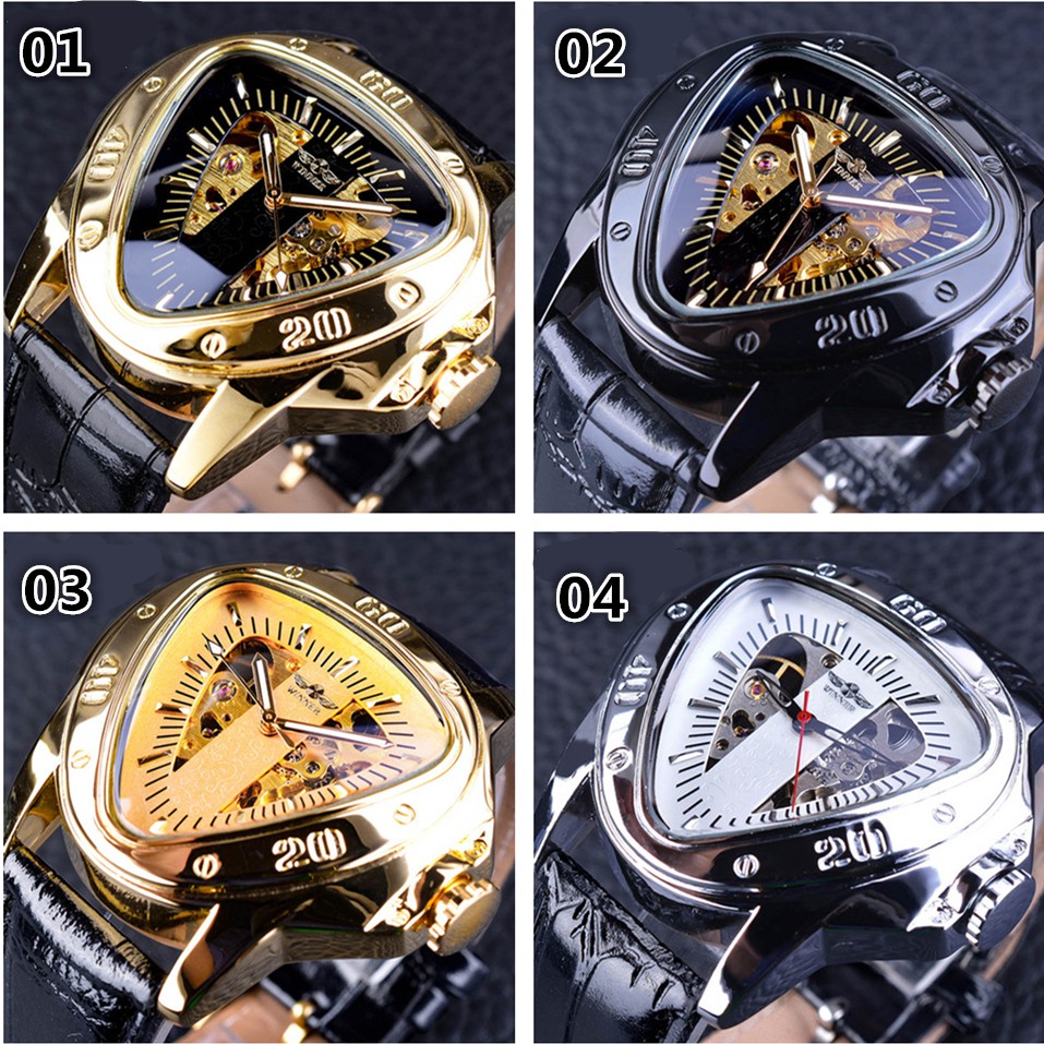 Đồng hồ cơ mặt tam giác mạ vàng thời trang cho nam | BigBuy360 - bigbuy360.vn