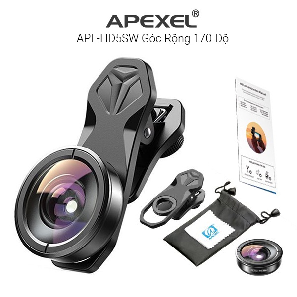 Bộ ống kính, lens chụp ảnh apexel dành cho mọi loại điện thoại,len góc siêu rộng 170 độ,chất lượng ảnh 4K