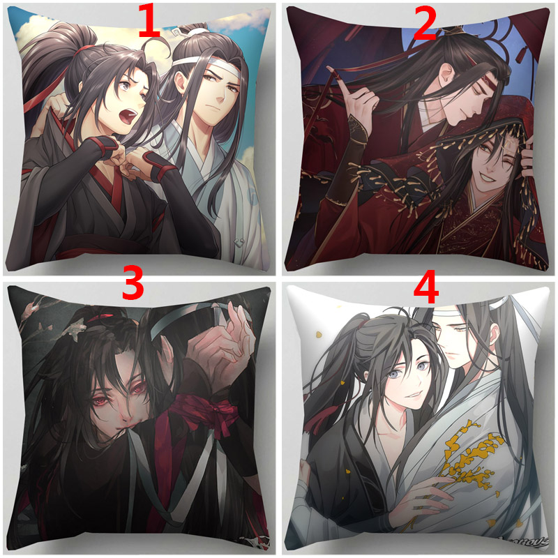 Vỏ gối vải polyester in họa tiết manga Mo Dao Zu Shi đẹp mắt 45 x 45cm