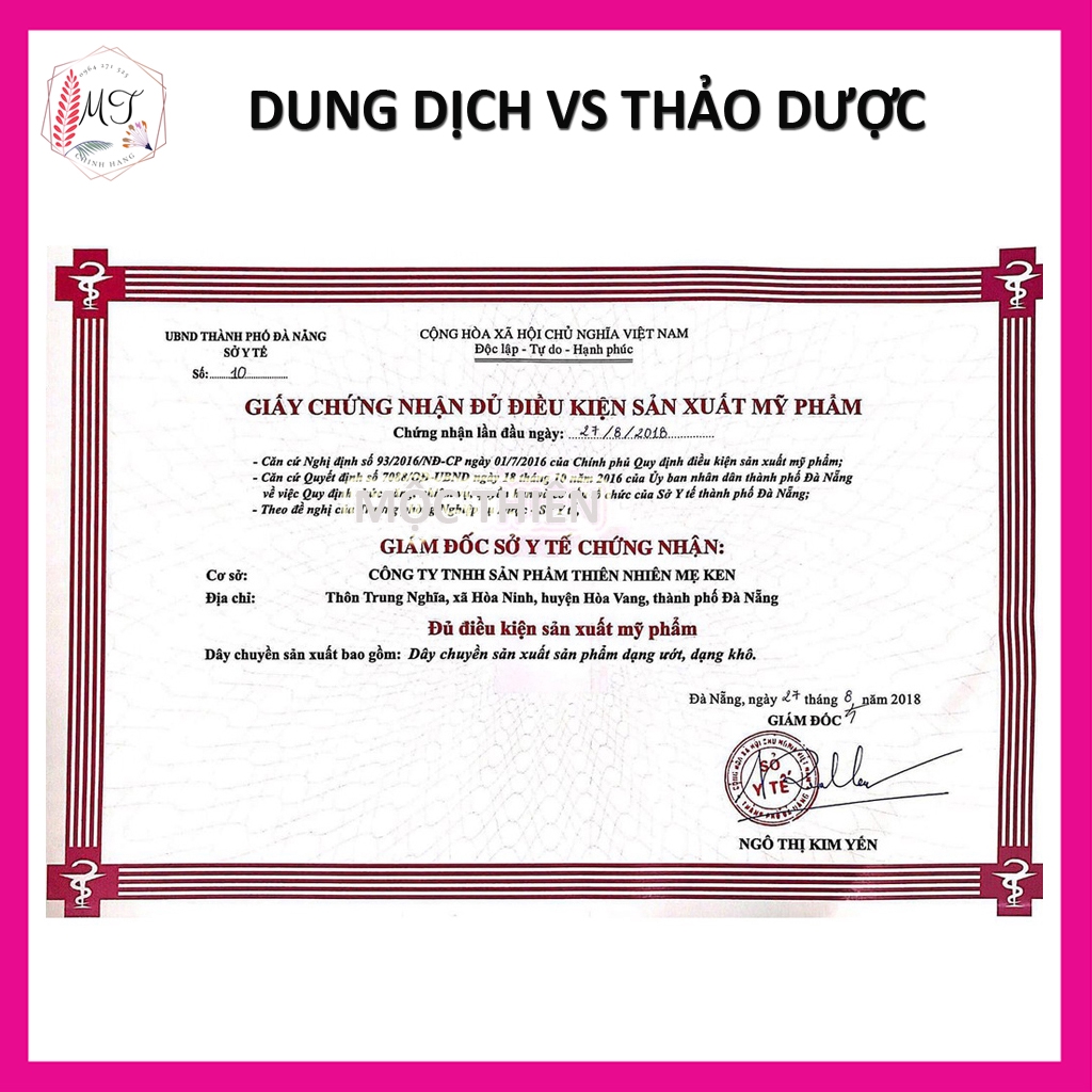 Dung Dịch Vệ Sinh Phụ Nữ Thảo Dược Mẹ ken 100ml - Tinh Chất Trầu Không, Ngải Cứu, Hết Mùi Hôi Làm Hồng Và Se Khít