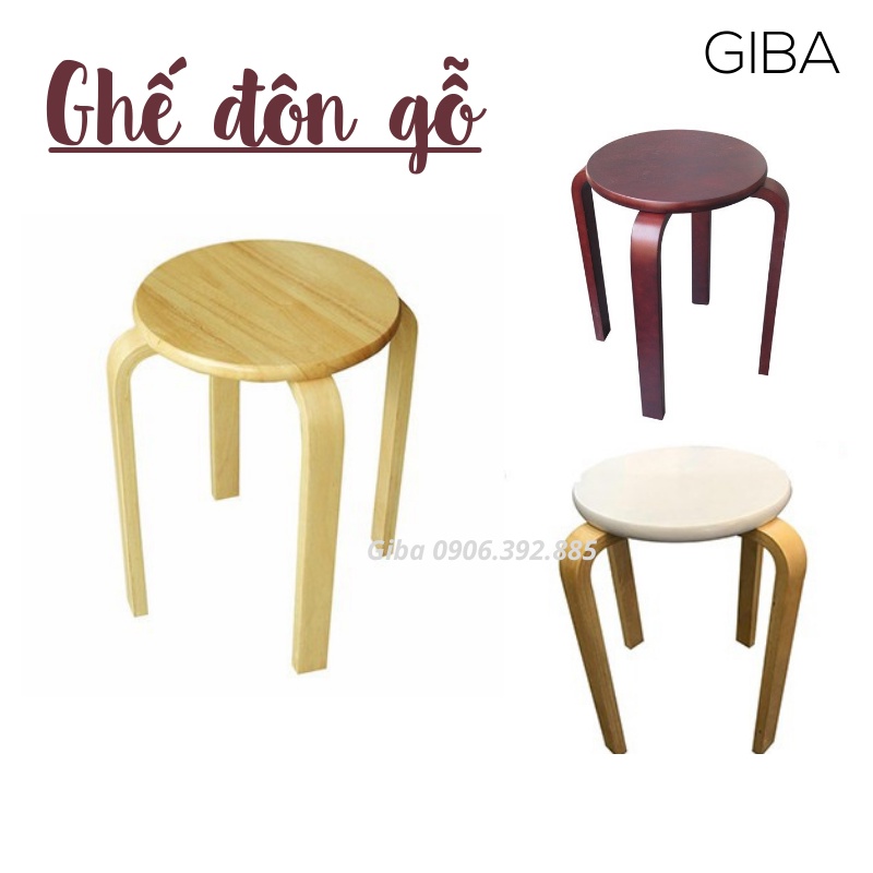 Ghế gỗ chân dẹp - 3 màu (Hàng tháo rời)