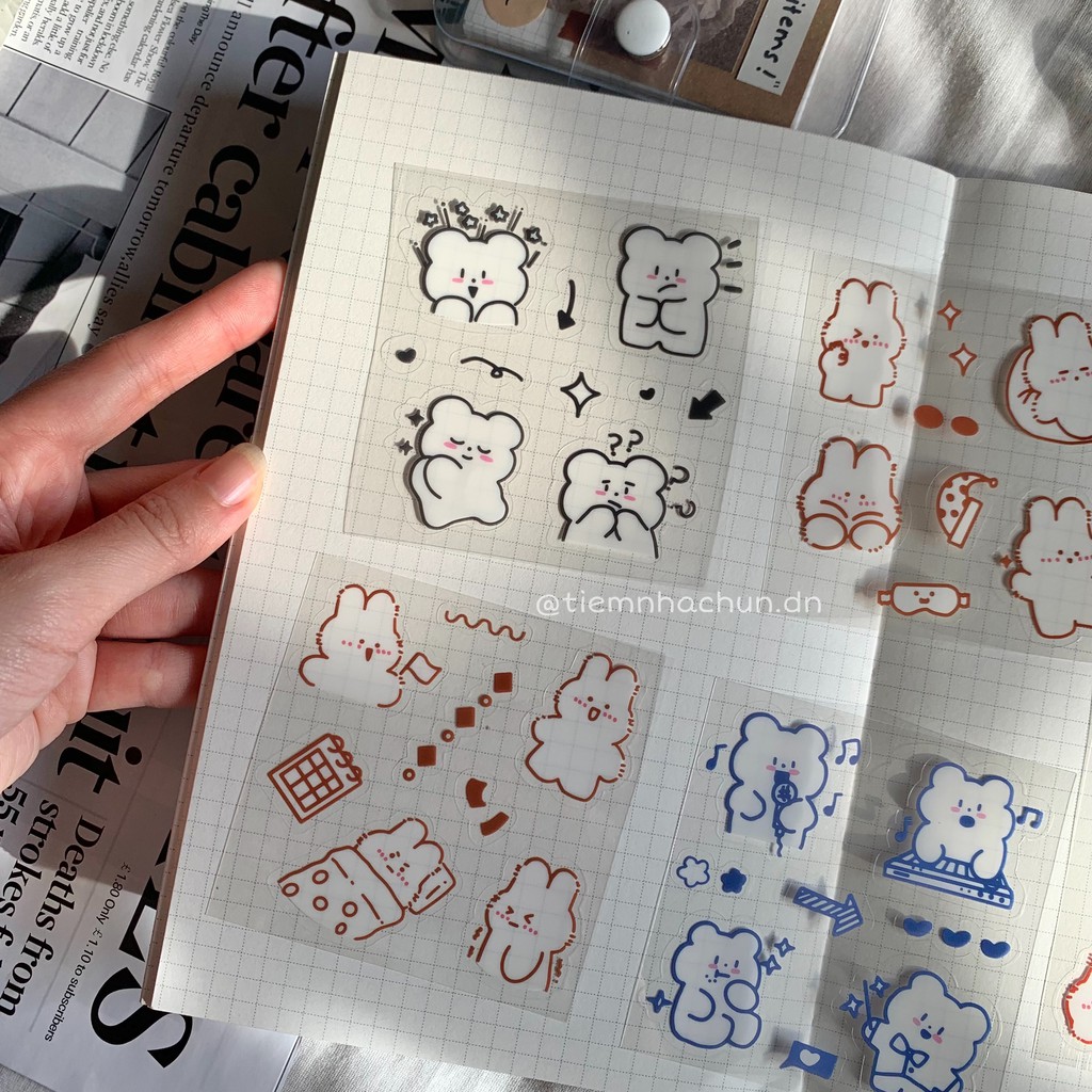 SET 10 STICKER CUTE BEAR GẤU CHỐNG THẤM NƯỚC (ảnh thật) - Tiệm nhà Chun