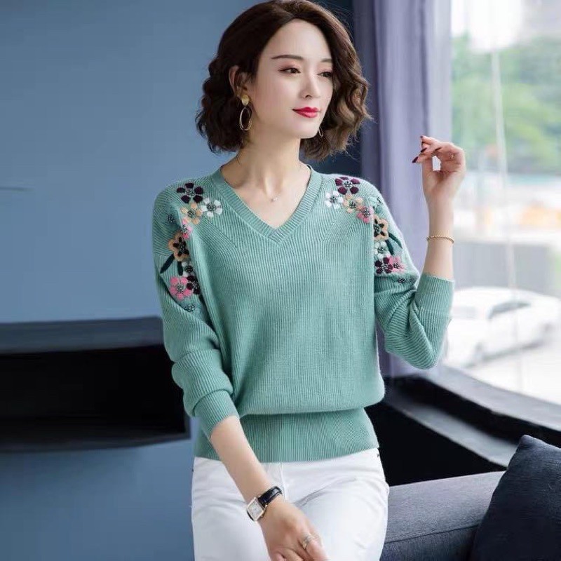 Áo len nư đep hàng quảng châu, chất len dệt kim mềm mịn