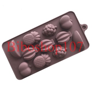 Khuôn silicon làm kẹo, thạch, rau câu, socola 11 hình hoa quả