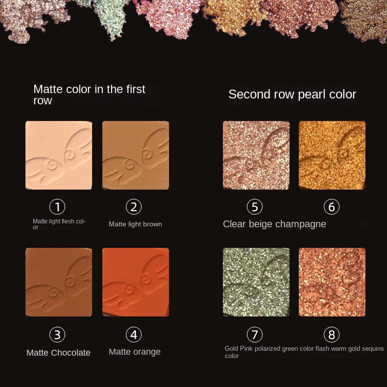 Bảng Phấn Mắt 8 Màu Sắc Ánh Ngọc Trai Tự Nhiên Nhiều Màu Sắc