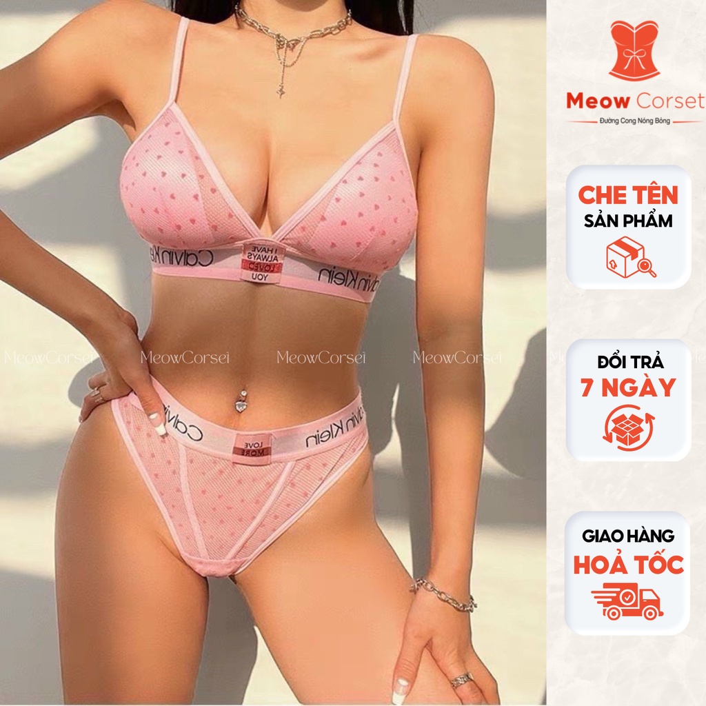 Bộ đồ lót CK cao cấp sexy có mút không gọng 8088 [MEOW Corset]