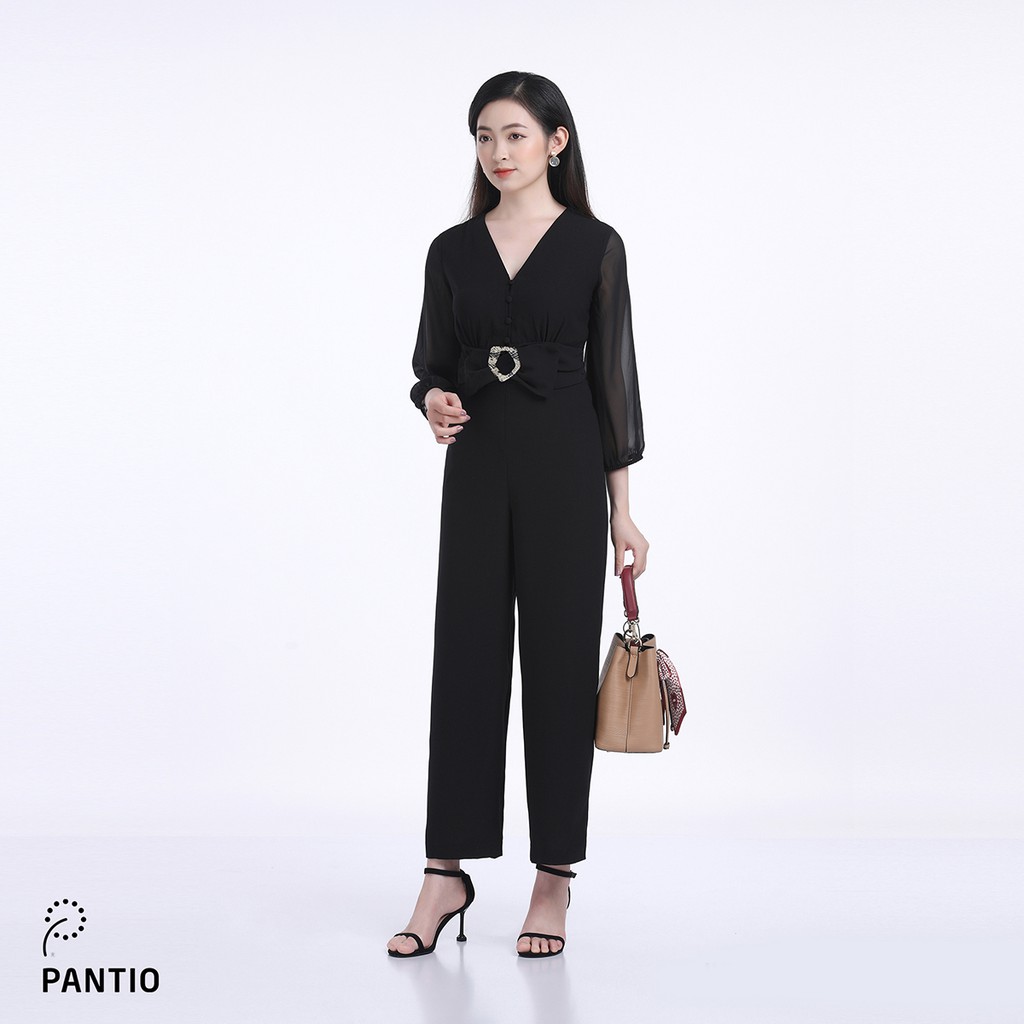 Jumpsuit chất liệu lụa phi cát dáng suông tay lỡ gắn nơ FJS5089 - PANTIO