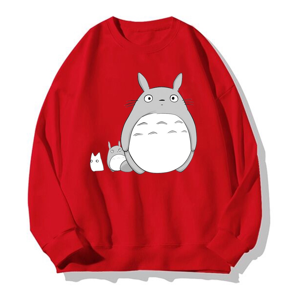Áo Thun Tay Dài Cổ Tròn In Hoạt Hình Totoro Phong Cách Harajuku Dành Cho Nữ
