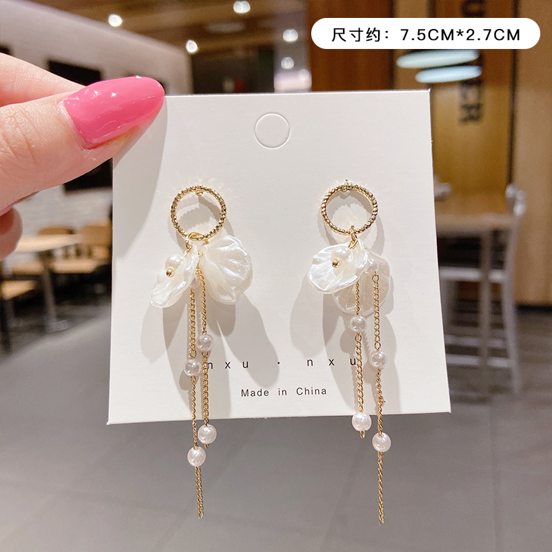 Korean Style Temperament Tassel Earrings Long S925 Silver Earrings