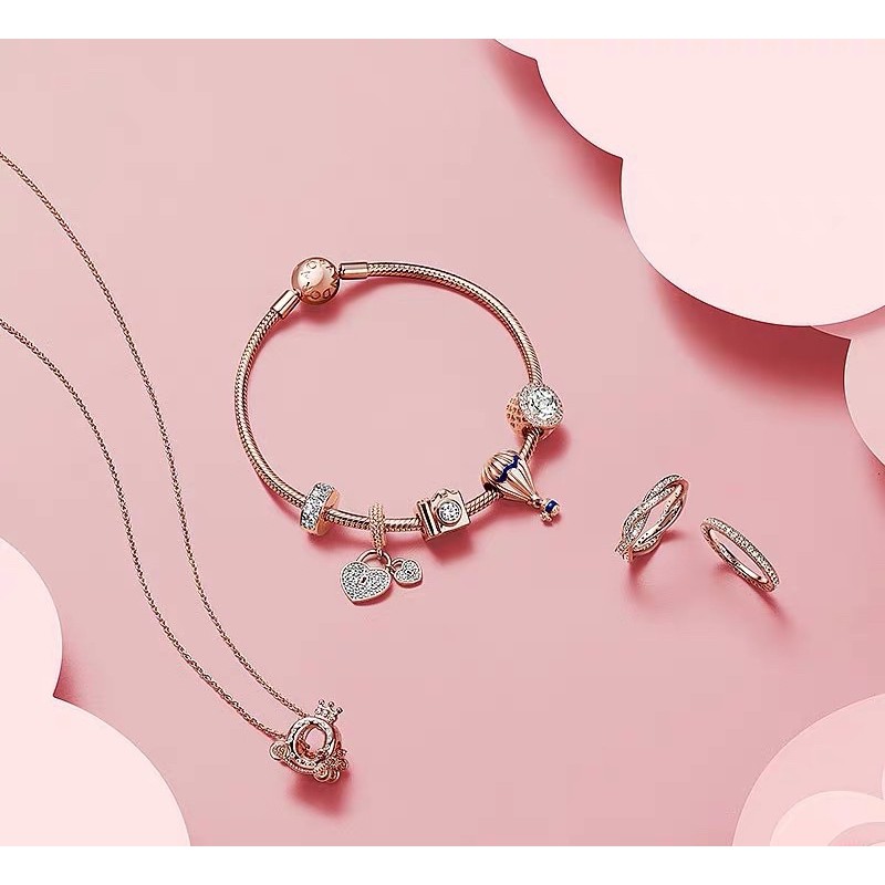 charm pan cỗ xe vàng hồng bạc s925
